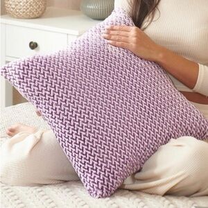 Set of 2 purple & white Accent Pillow Covers Plush  Jacquard Pattern